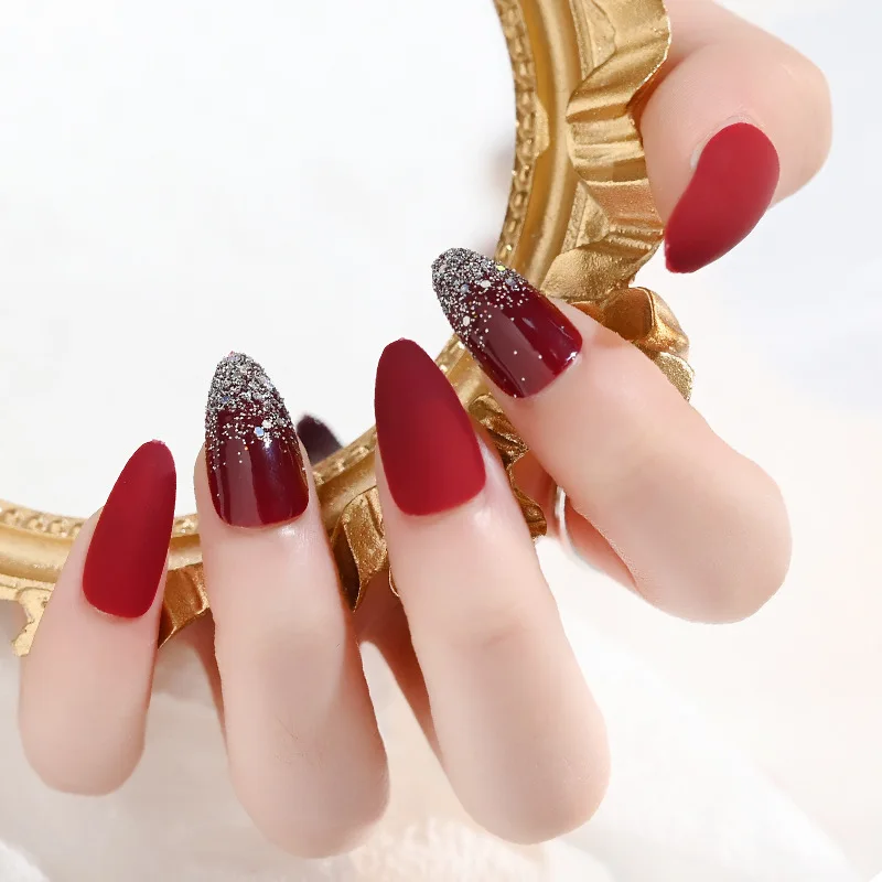 

NA-92 2021 new style OEM nail salon suppliers press on nails Wholesale price with good quality Coffin False Nails, Mix color