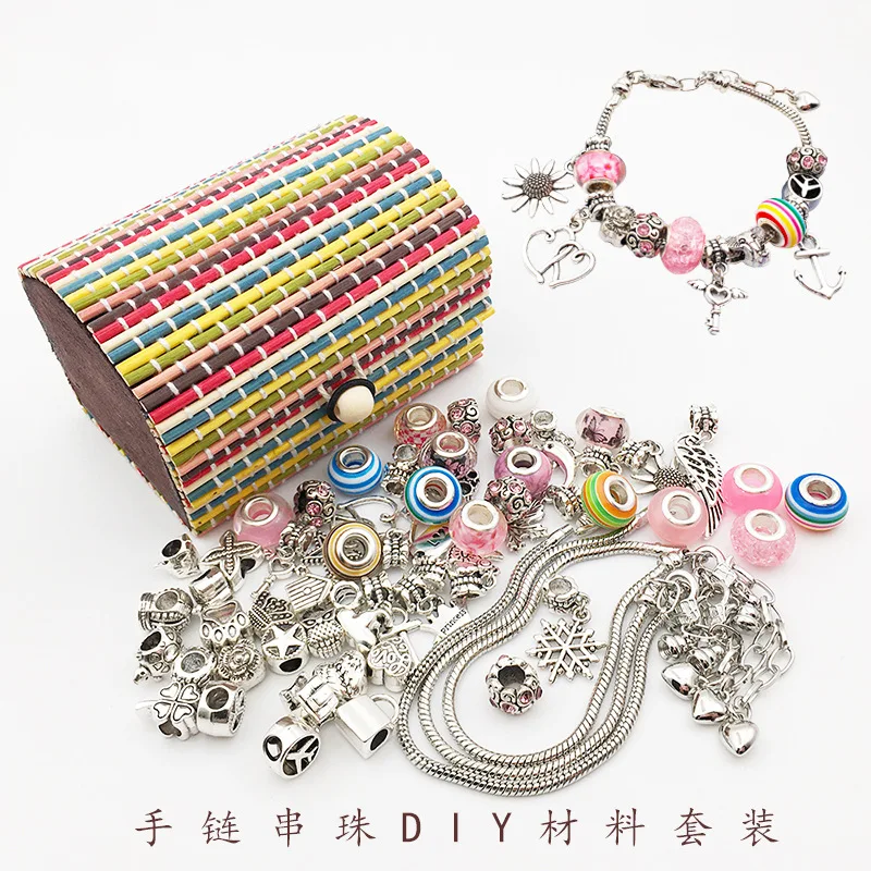 

65PCS Big Hole Charm Bracelet Kit with Beads,Amazon Jewelry Making Kit 2020