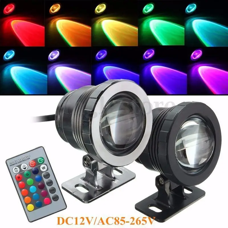 Details about   10W RGB LED Light Fountain Pool Pond Spotlight Underwater Waterproof With 