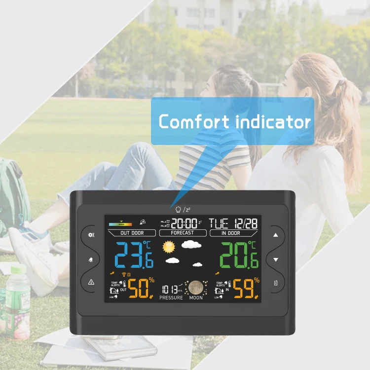 Large Wireless Weather Station With Digital Desk Wall Clock For Gift