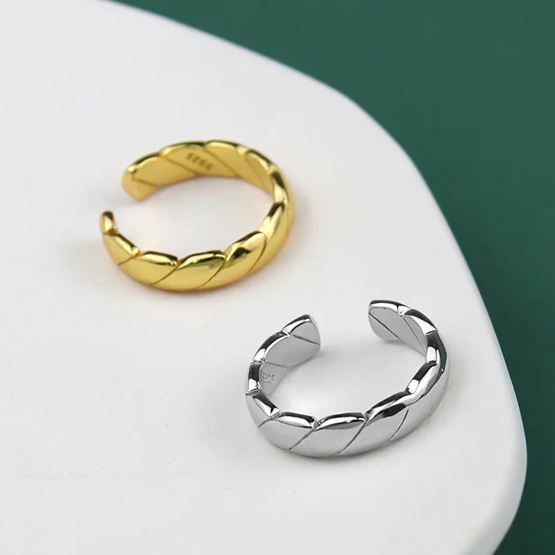 

European Stylish Gold Plating Geometric  Cuff Rings Twisted Rope Open Finger Rings