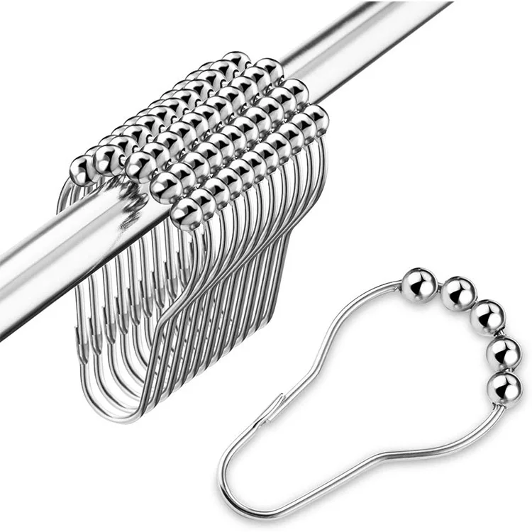 

Shower Curtain Rings for Bathroom - Iron nickel plating, Silver