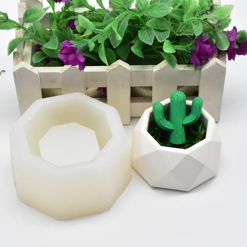 

Celent Flowerpot Concrete Silicon Mould Simple Plant Resin Molds Octagonal Flower Pot Silicone Mold, Random