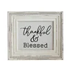 Retro Sanded White Carving Trimming Thankful and Blessed Beaded Wooden Wall Decor