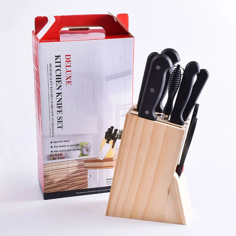 

A2754 Business Gift Kitchen 8pcs/set Knife Tool Kitchenware Knife with Wooden Base Home Stainless Steel Kitchen Knives Set