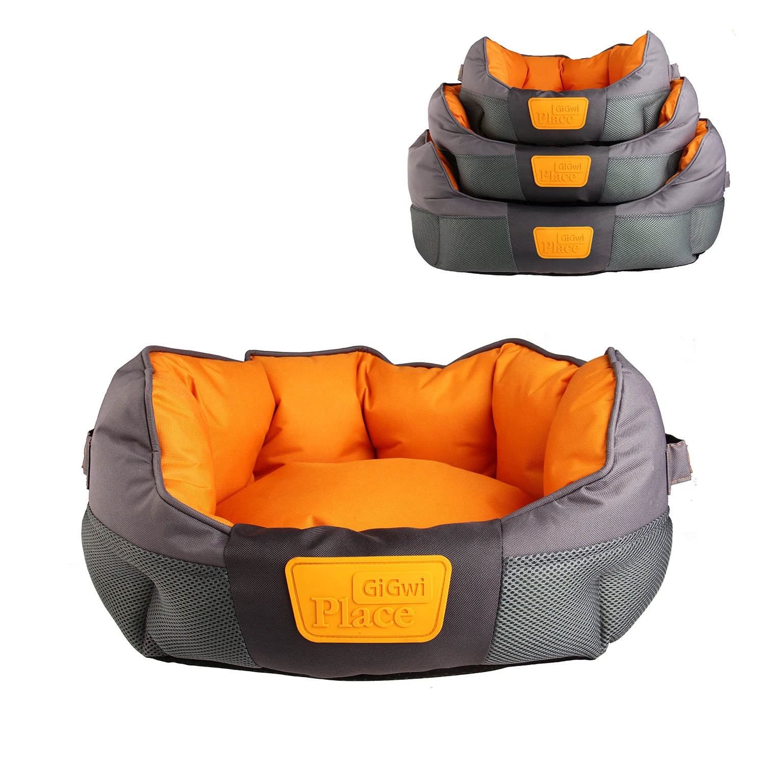 

Comfortable Bed Durable Oxford Fabric,TPR Machine Washable Breathable Dog Cushion, Gray&orange