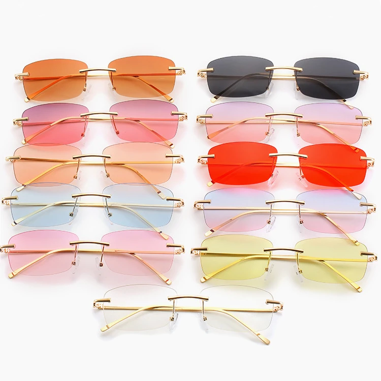 

Stylish Rimless Sun Glasses Occhiali da Sole Donna Rectangle Metal Frame Retro Sunglasses Women 2021 Lunettes de Soleil Femme, Custom colors