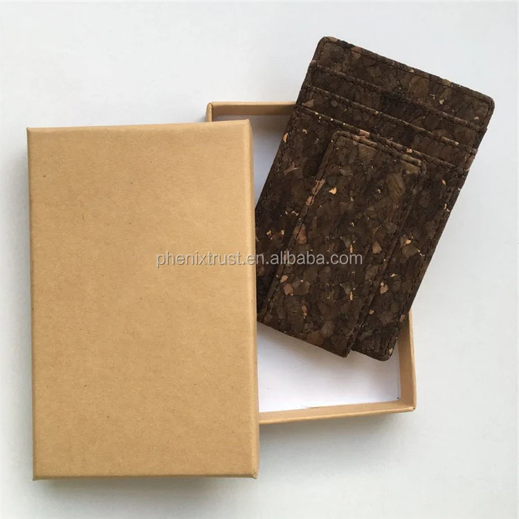 
Strong Magnet Travel Style Slim Card Holder Cork Leather Money Clip Cork Wallet 