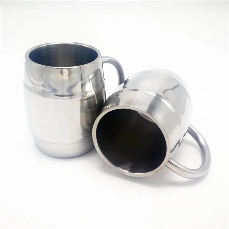 

Z561 Creative 304 Stainless Steel Barrel Drinking Mug Tankard Stein Double Wall Mirror Polishing Insulated Beer Mugs