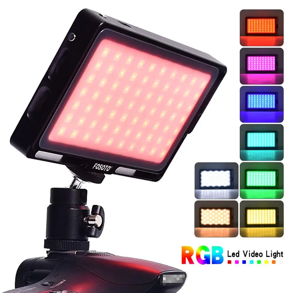 

Mexico Free Shipping FOSOTO FT-08 RGB portable Mobile Mini LED camera tiktok video studio video lamp light with tripod stand, Black