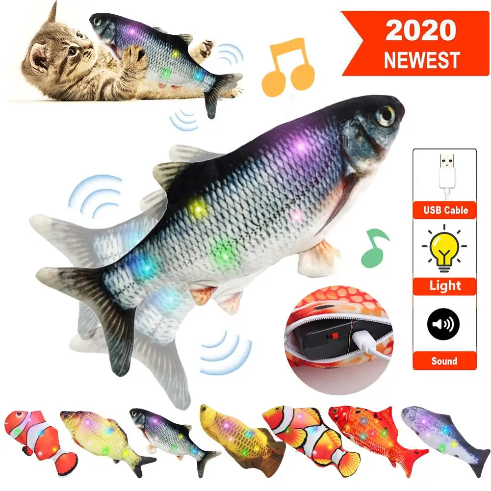 

30CM Glowing Fish Electronic Pet Cat Toy Electric USB Charging Simulation Fish Toys For Dog Cat Chewing Playing Biting Supplies