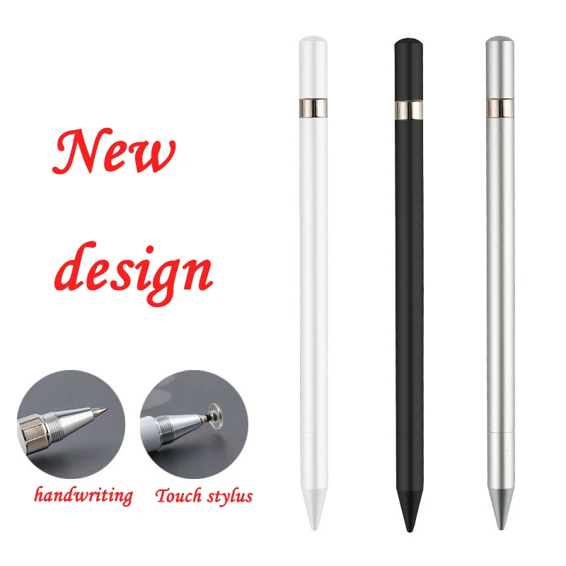 

BDD Stylus Pen 2 in1 For Ipad Tablet Drawing Pencil Capacitive Stilus Smart Screen Touch Pens Pen For Mobile Phone PC, White silver black