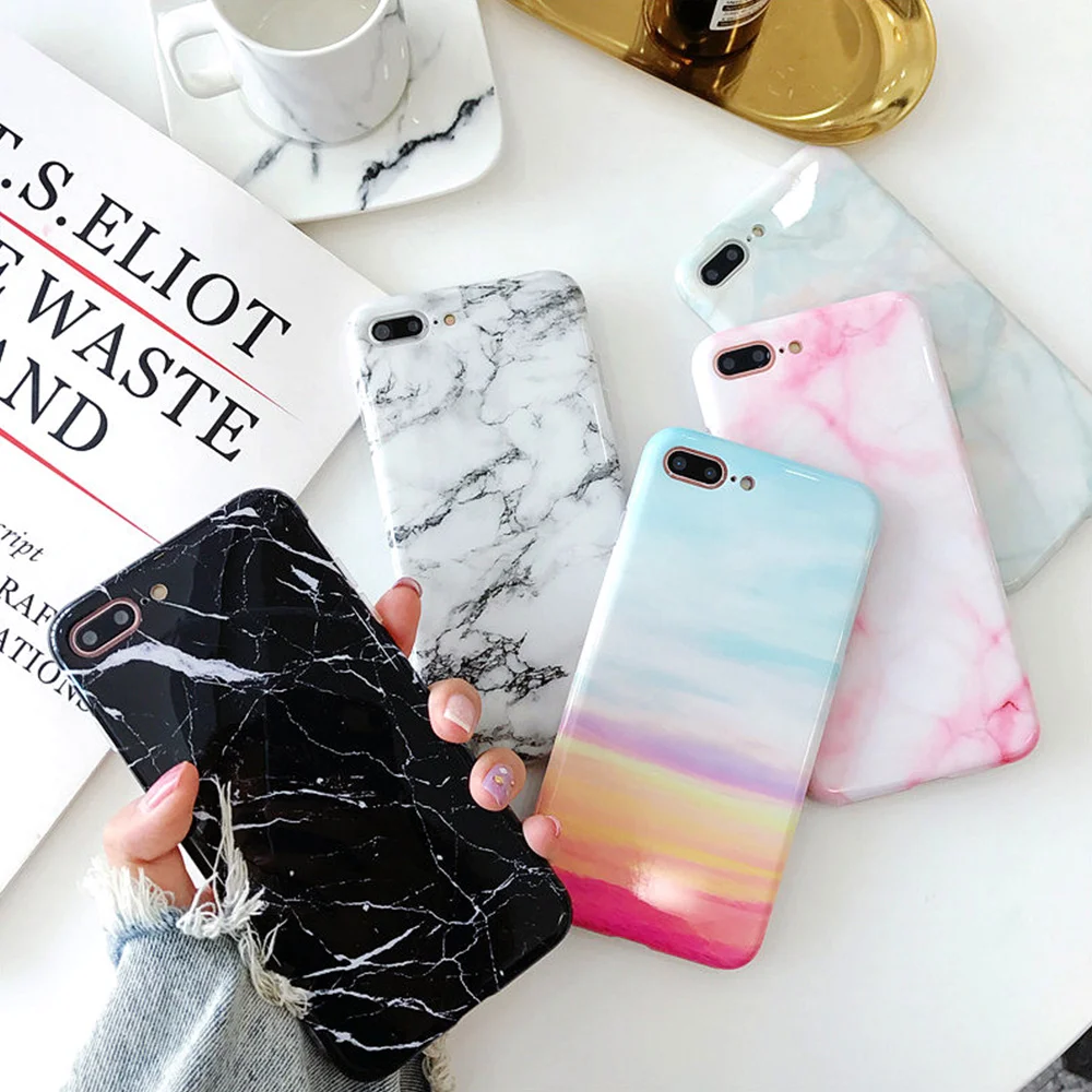 

Soft protection TPU cover marble phone case for iPhone, stand shell case for iPhone 8 PLUS and other models, Multiple