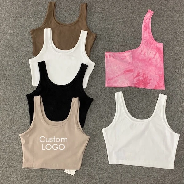 

Custom crop tops t shirt vest women printing tank top short vest cotton t-shirt vest embroidery print blank camisole women, As customer's requirement