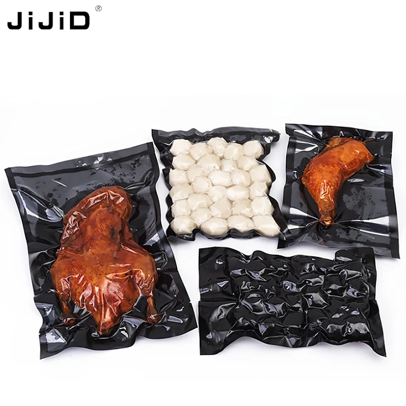 

JiJiD Wholesale Custom One Side Black Transparent Waterproof Clear Pe Poly Vacuum Pouch Bag For frozen food packaging bag