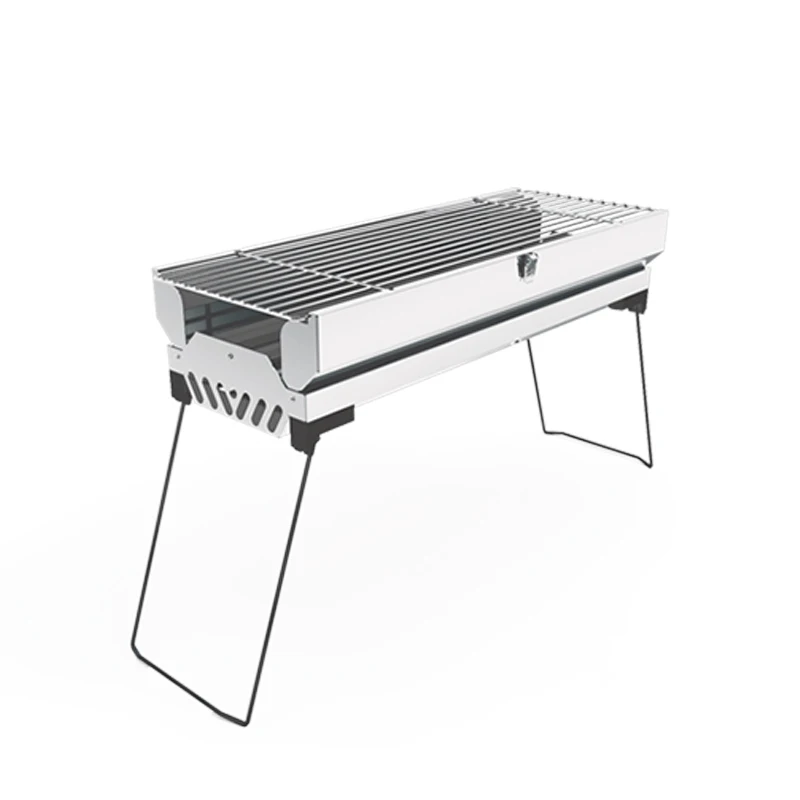 

High Quality wholesale charcoal BBQ grill Stainless Steel foldable portable barbecue grill Outdoor Kitchen Camping BBQ Grill, Stainless steel original silver