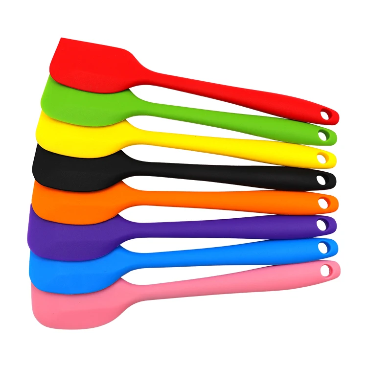

8inch One Piece Design Heat Resistant Kitchen Tools Silicone Scraper Spatula For Baking Pastry, Red,orange,blue,green,pink,purple,yellow,black