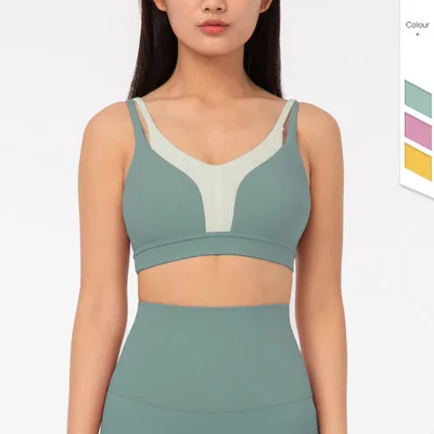 

2020 Latest Custom Women Activewear Breathable Workout Push Up Sports Bra High Impact Double Strap Yoga Bra, 3 colors as picture showed