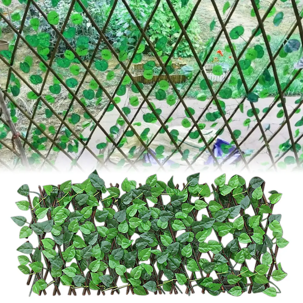 

Expanding Trellis Fence Retractable Artificial Garden Plant Fence UV Protected Privacy Screen Garden Backyard Decoration HOTSALE, Green color