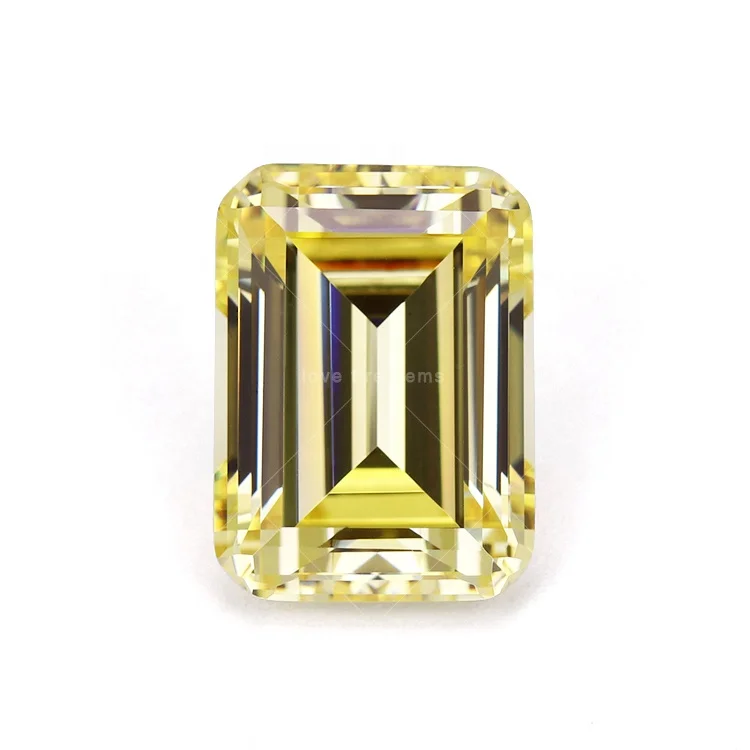 

synthetic gems emerald cut cz loose gemstone 5a grade yellow cubic zirconia for jewelry