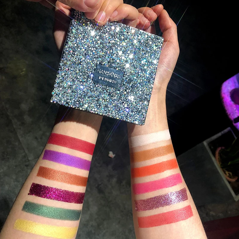 

Wholesale 12 Colors Diamond Eye Shadow Pan Shimmer Matte Sequins Eyes Drop Shadow Palettes