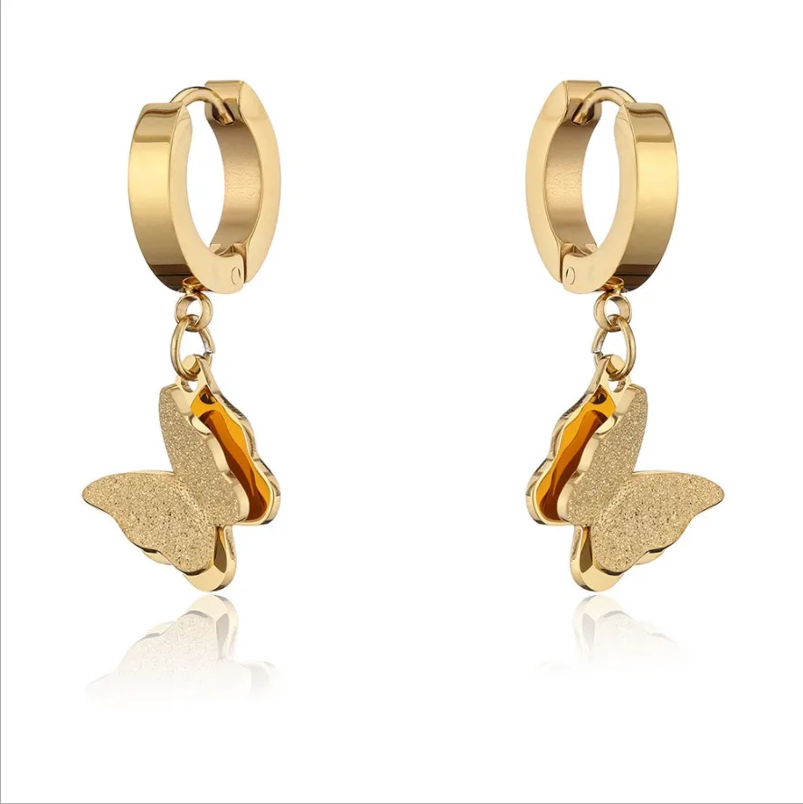 

Fashion Jewelry Wholesale Stainless Steel Butterfly Hoop Earrings Women, Gold, silver , rose gold