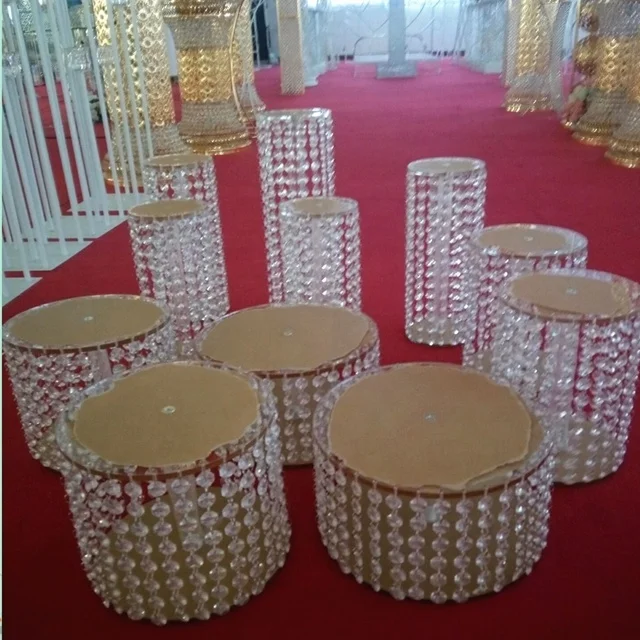 

free shipping)11PCS Acrylic Wedding plint cake Stand acrylic crystal Flower Column Pillar stands Centerpieces sunyu1582, Gold/sliver mental