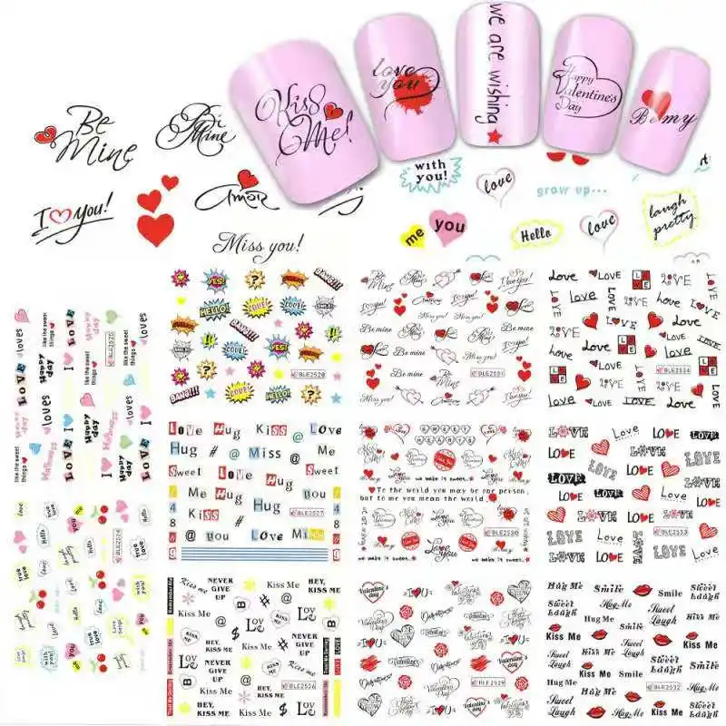 

Factory Wholesale 11Style/Set Trendy Nail Art DIY Accessories Stickers Girl Cartoon Nail Watermark Sticker, Customers' requirements