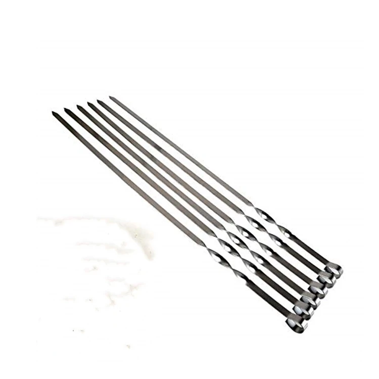 

Amazon Hot Selling Pack of 6 Long Barbecue Kabab Stainless Steel Grill BBQ Skewer Set, Sliver
