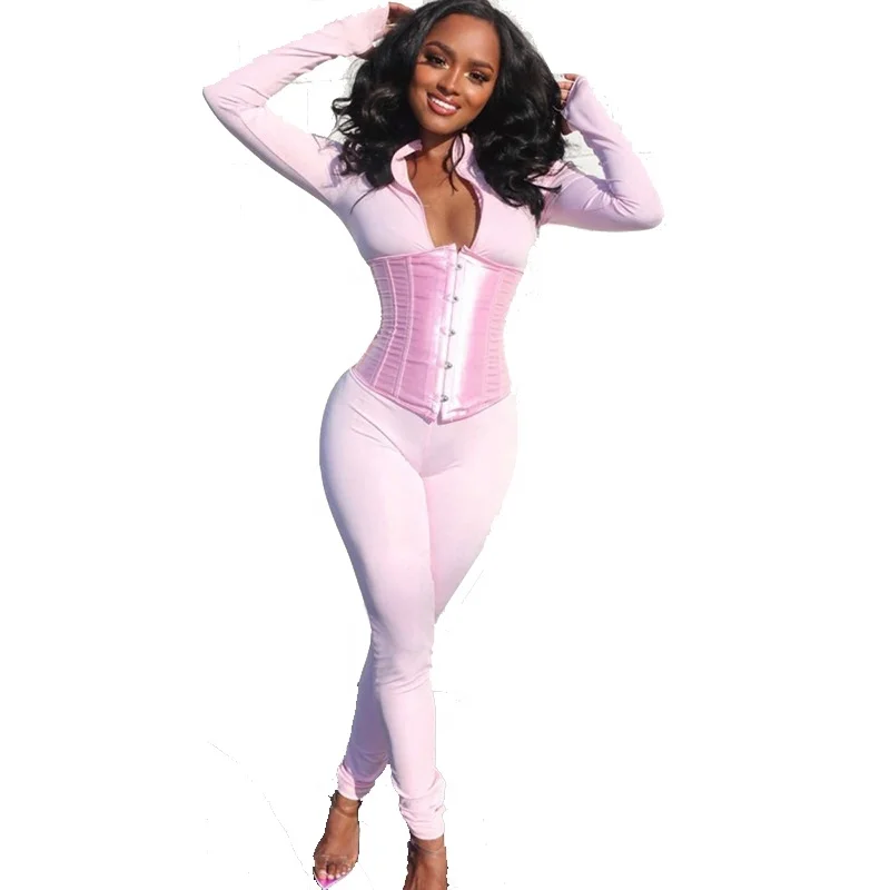 

2020 new arrivals autumn design ladies V neck waist band jumpsuit ladies women sexy jumpsuit