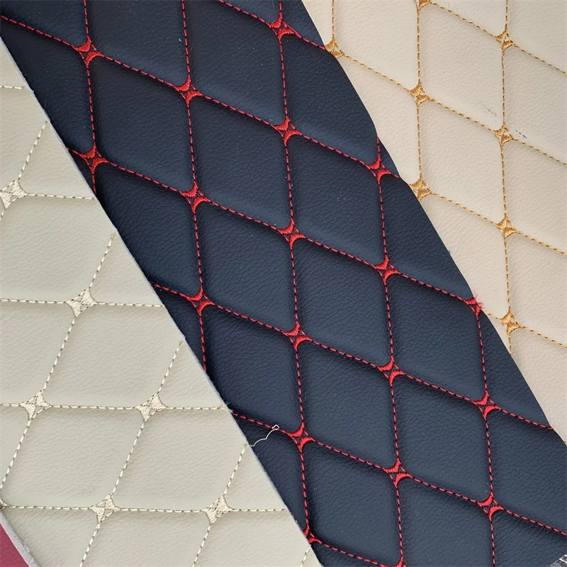 
150CM Embroidery Quilted Diamond Stitching Leather 4.0MM polyurethane Foam For Car Seat Cover PVC Synthetic Leather 