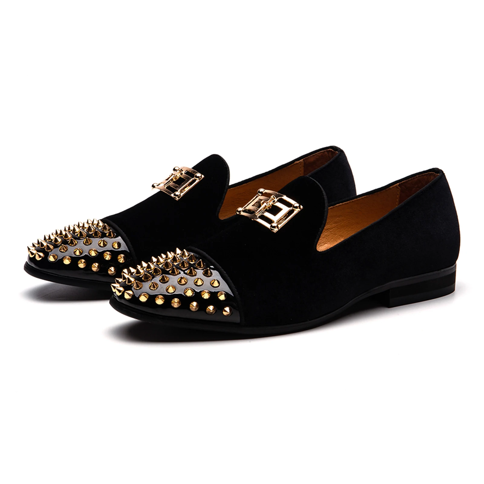 

men shoesVelvet Loafers Men Dress ShoesLeather Crystal Tassels Flats