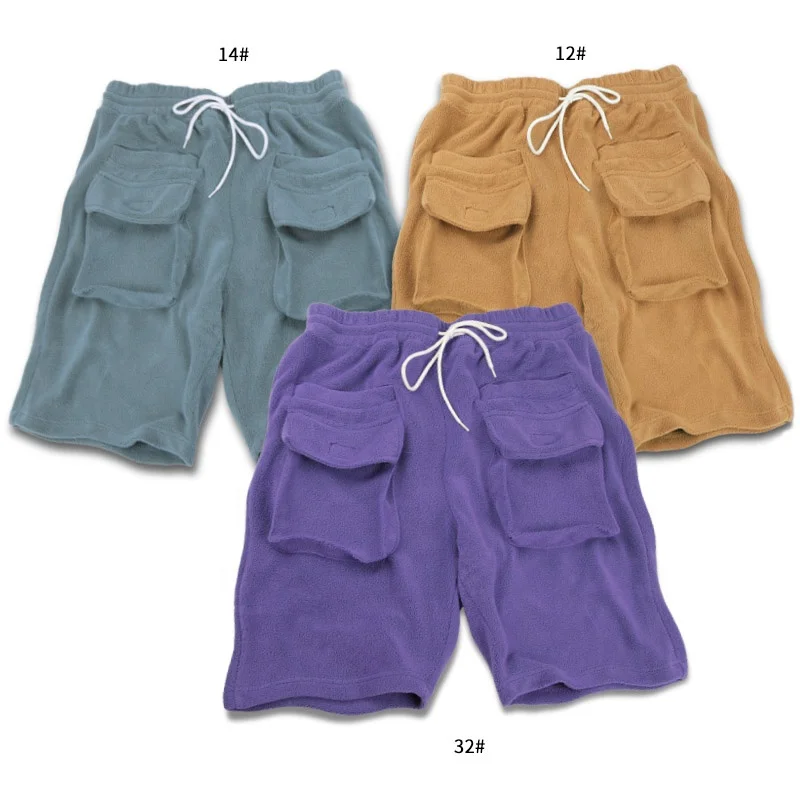 

2021 Summer New Custom Logo Streetwear Big Pocket Mens Shorts Polar Fleece Shorts