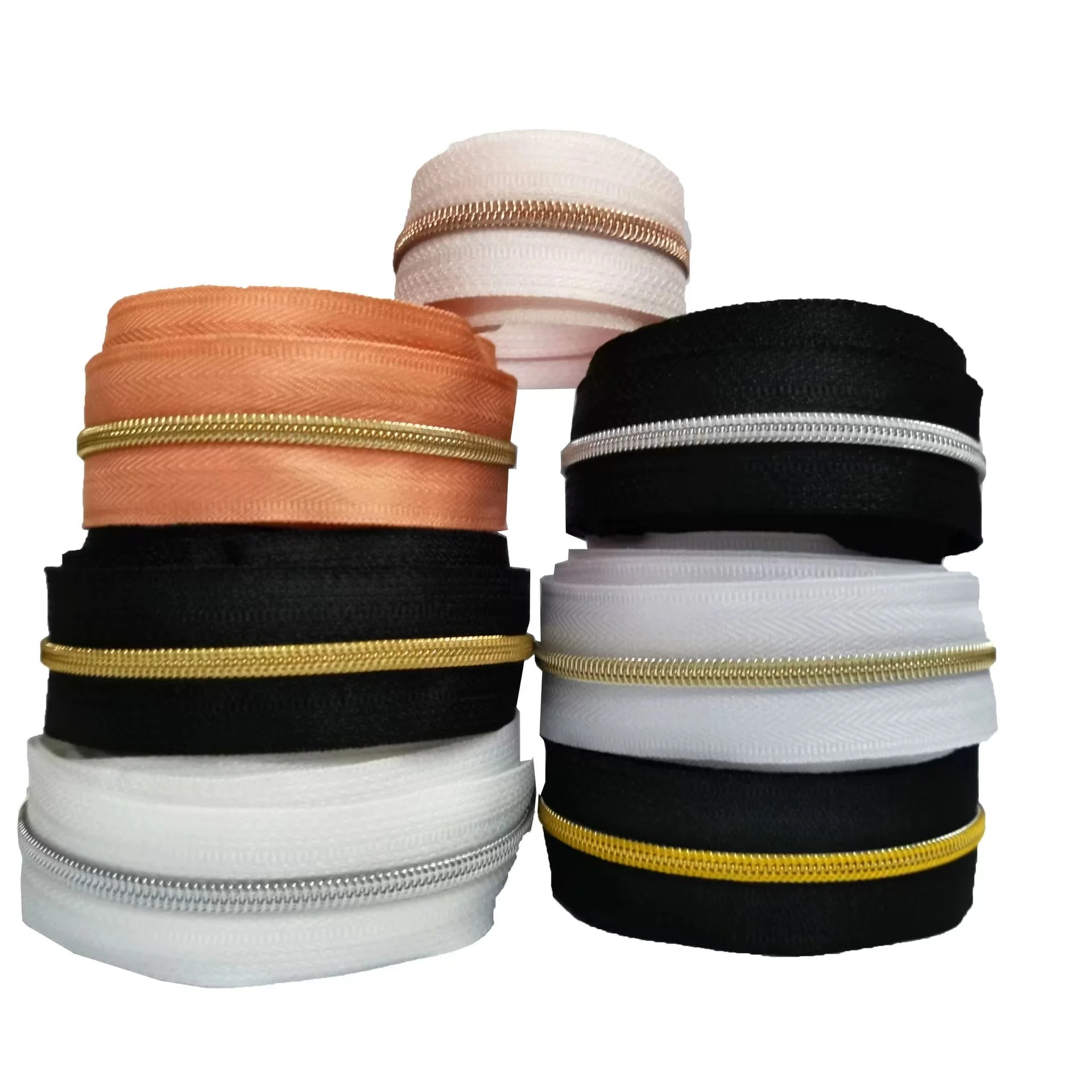 

Electroplated teeth black nylon 3# 4# 5# zipper roll zipper by the yard