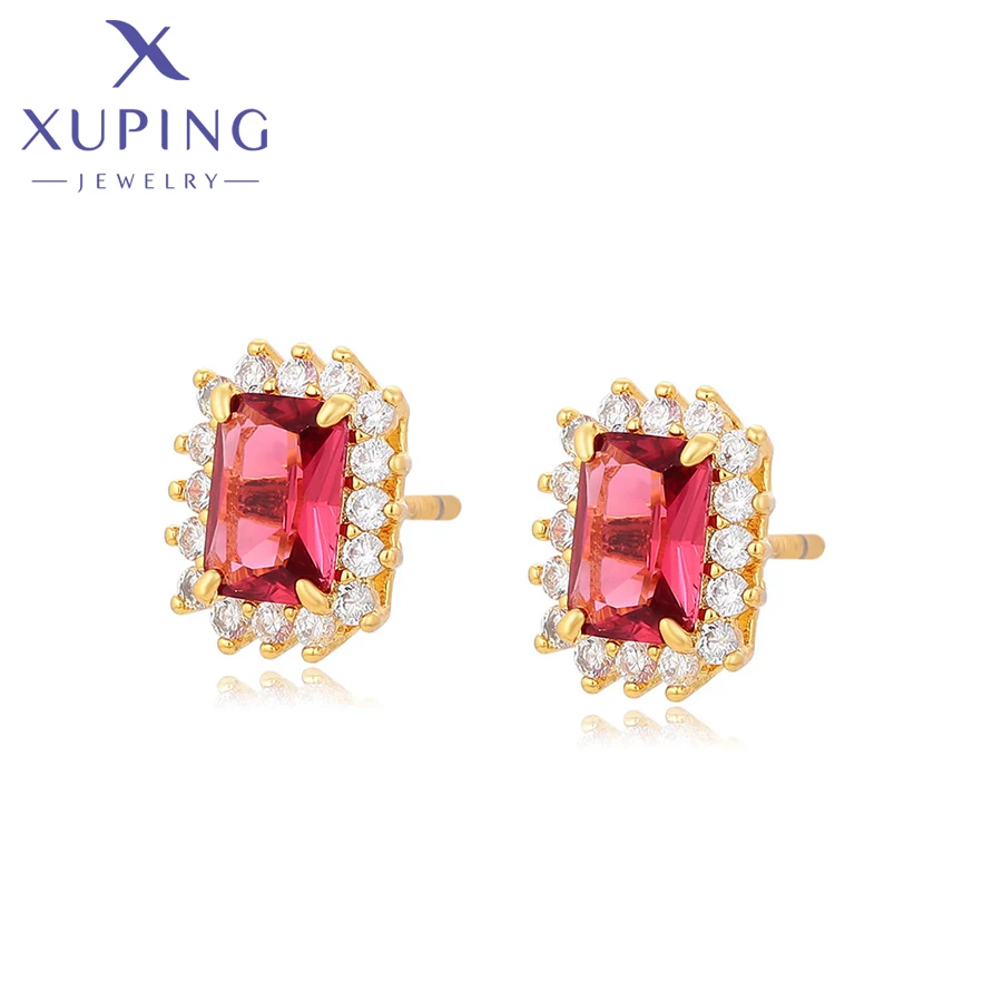 

X000706106 xuping jewelry fashion elegant simple luxury red gemstone stud earring