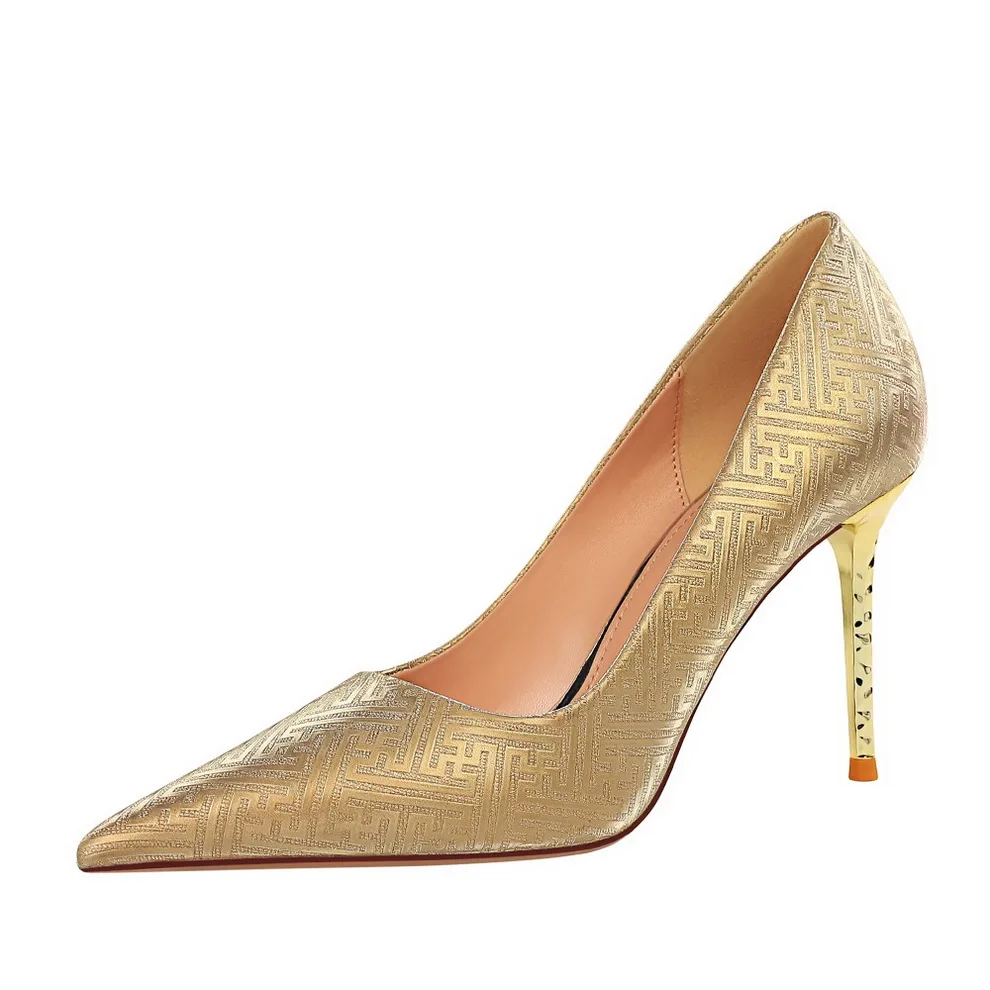 

6189-2 BIGTREE Korean high heels stiletto heel sexy sparkly ladies single shoes