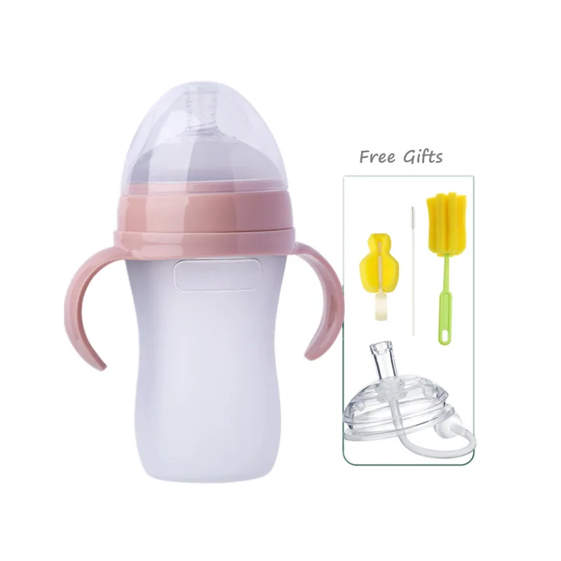 

Custom Design Professional Baby Milk Bottle Silicone BPA Free fancy anti-colic natural feel feed silicone babi milk feed "bottl", Transparent or customized