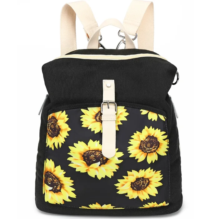 

Customized fashion canvas stitching outdoor sports school girl backpack, Black