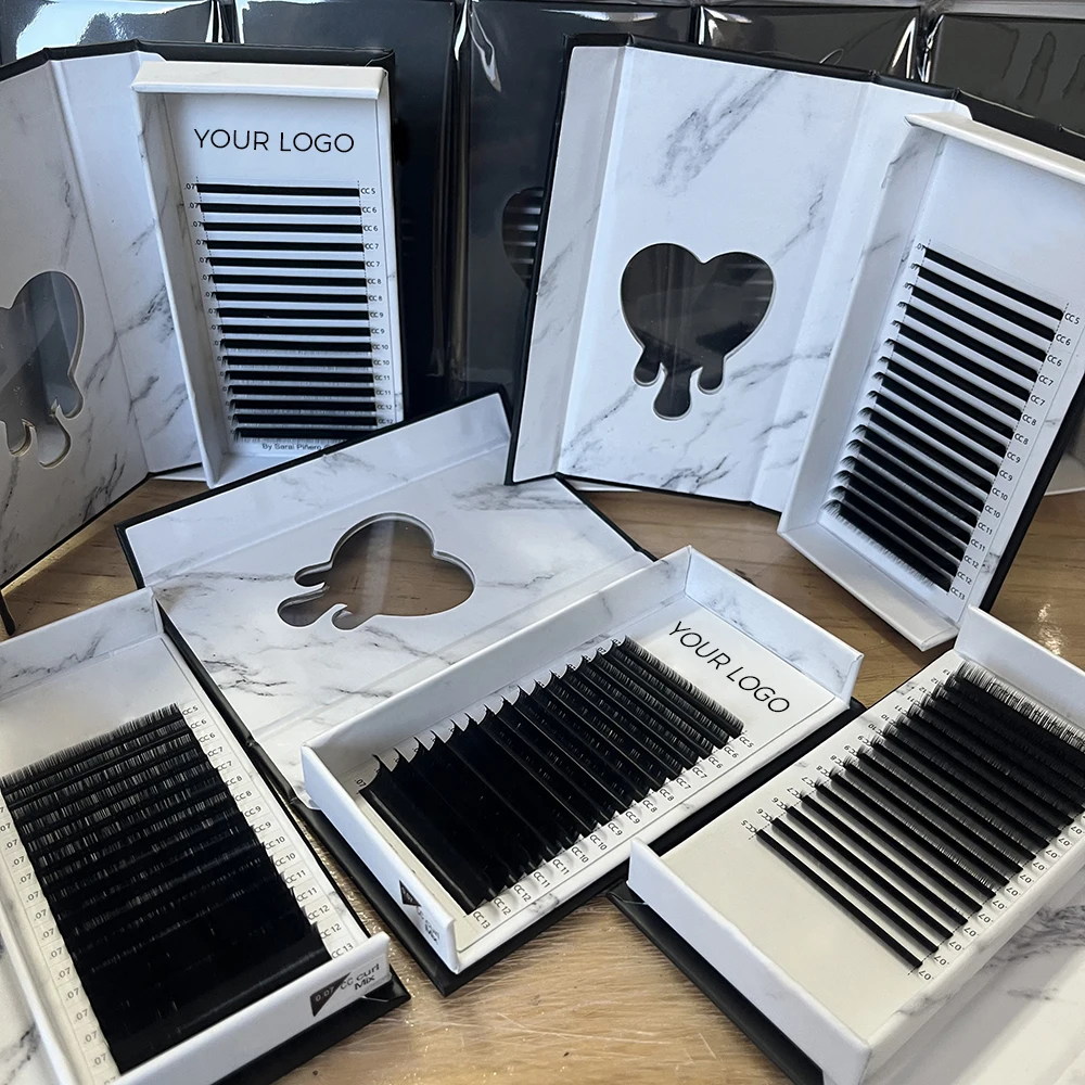 Wholesale Private Label Vegan Handmade Natural Long 0.03 0.05 0.07 Mink Individual Volume Lash Extension Matte Black Eyelash