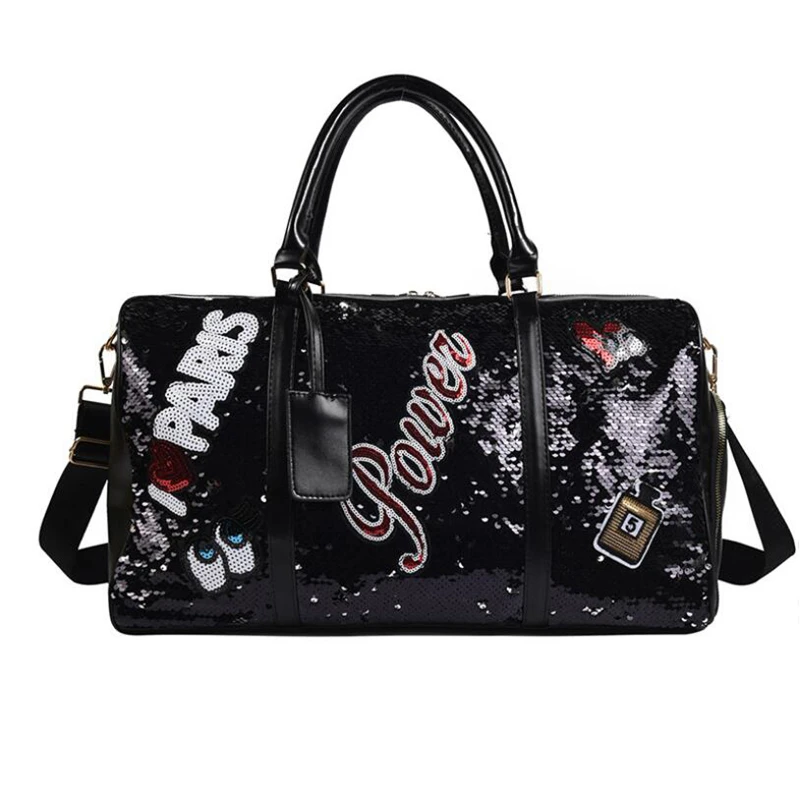 

High quality waterproof sequins ladies garment weekend duffle bag for women, 4 colors