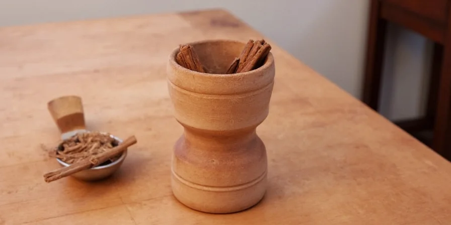 Different tools used to grind cinnamon sticks
