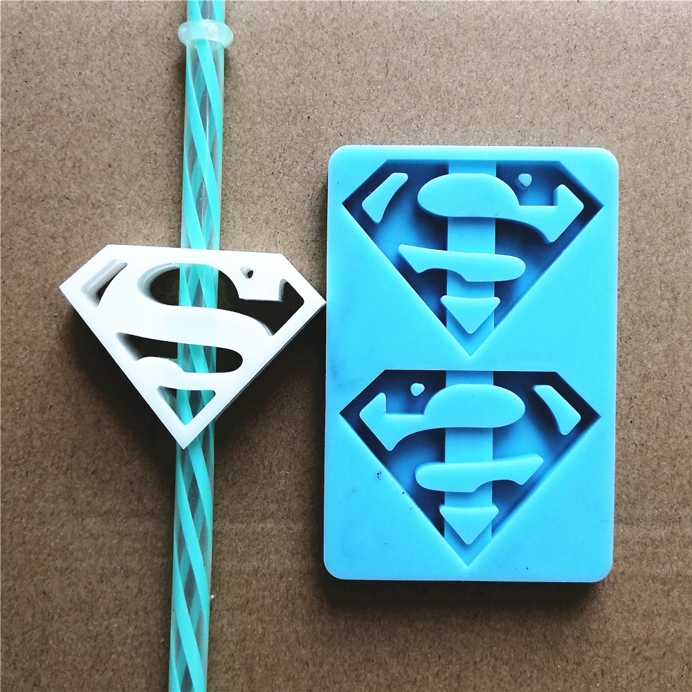 

3181 Superman silicone straw topper mold for straws