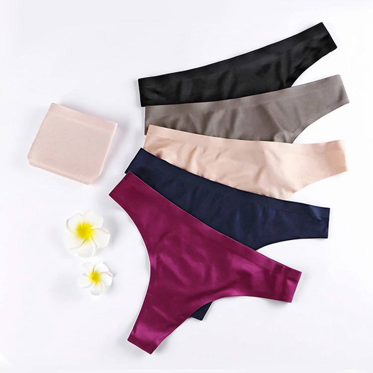 

Ladies Low Rise Ice Silk Bikini G-string Thong Wholesale Seamless Women Panties T back Sexy Thongs