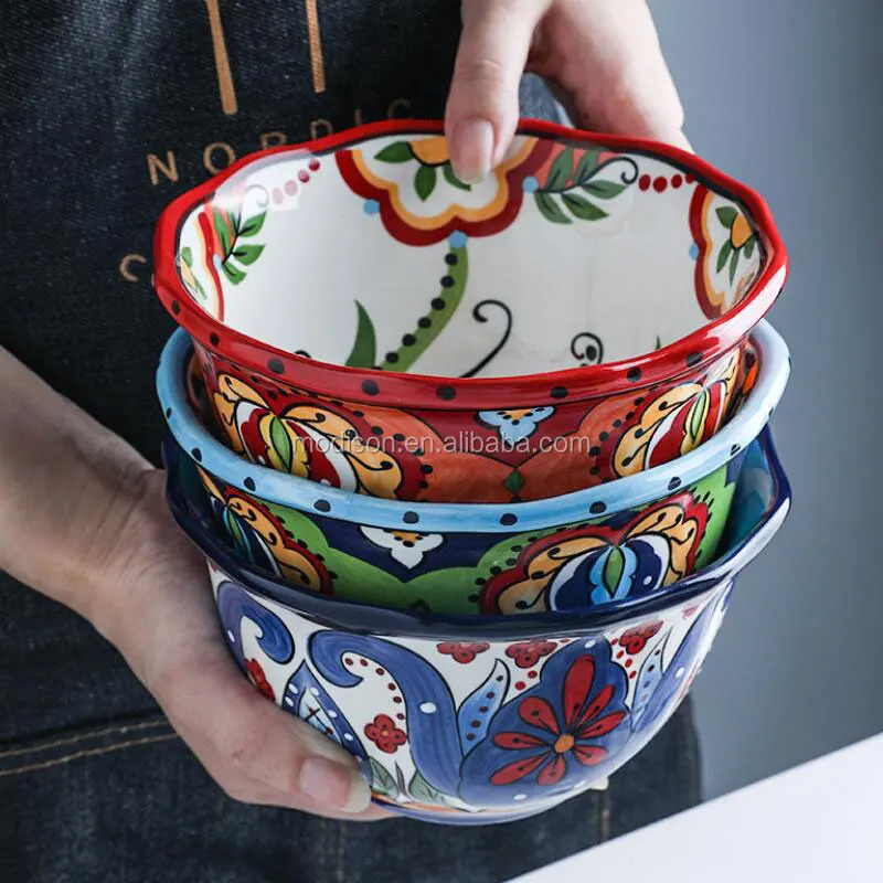 Hand-painted Bohemian Restoring Ancient Underglaze Ceramic Bowl