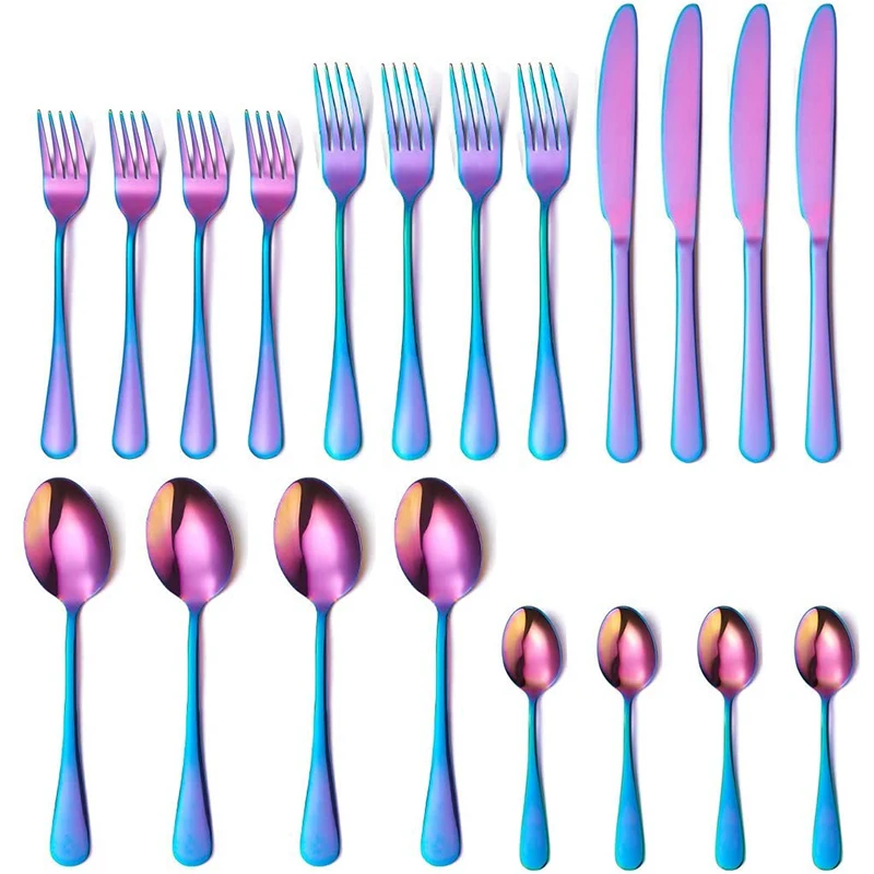 

Colorful Cutlery Flatware Set Rainbow PVD Coating Amazon Hot Sale Gift Set, Silver/gold/coopper/black/rainbow