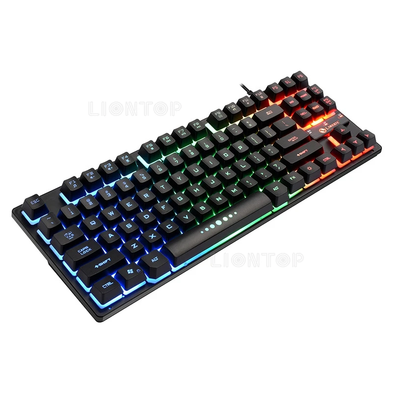 

Gaming Keyboard 3 Color Compact Gaming Mechanical Keyboard Rainbow RGB Backlit LED Switch 87 Keys, Black