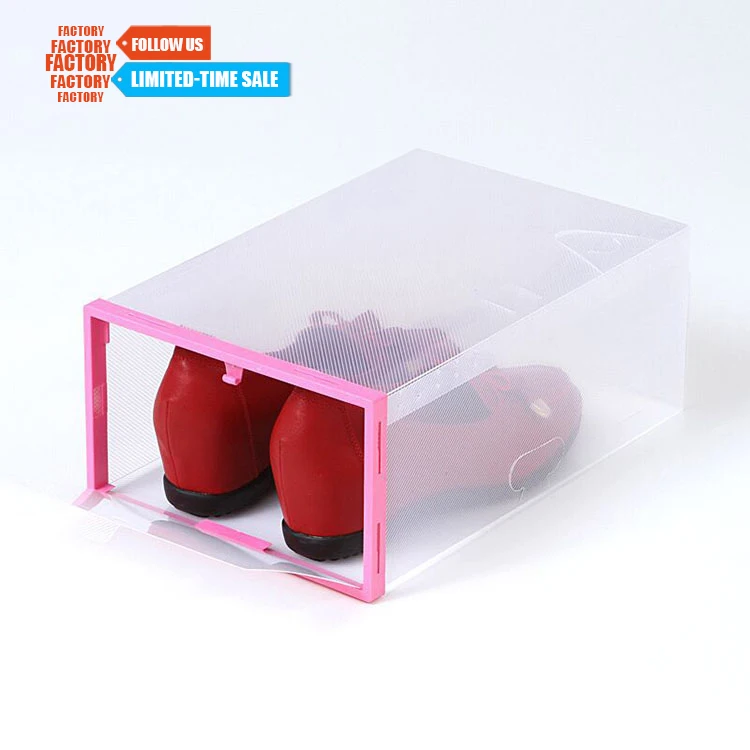 

toco Custom Plastic PP Acrylic Stackable organizer plastic box shoe boxes in bulk for sneakers, White.red.blue.black.grey