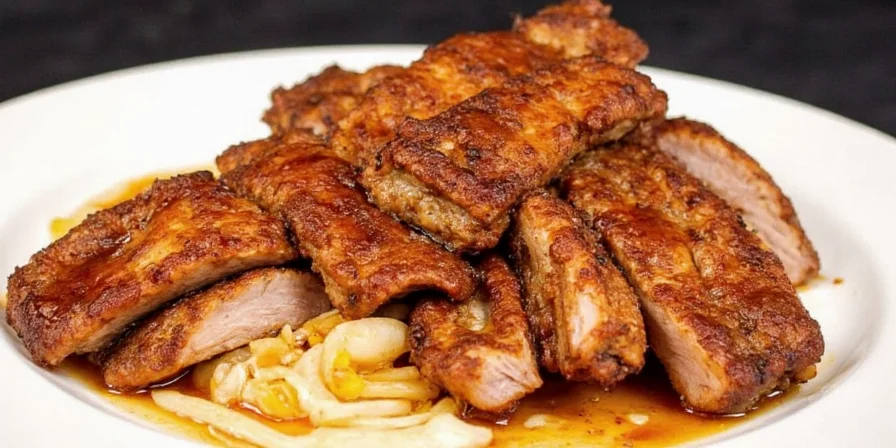 Soy-ginger marinade being brushed onto pork