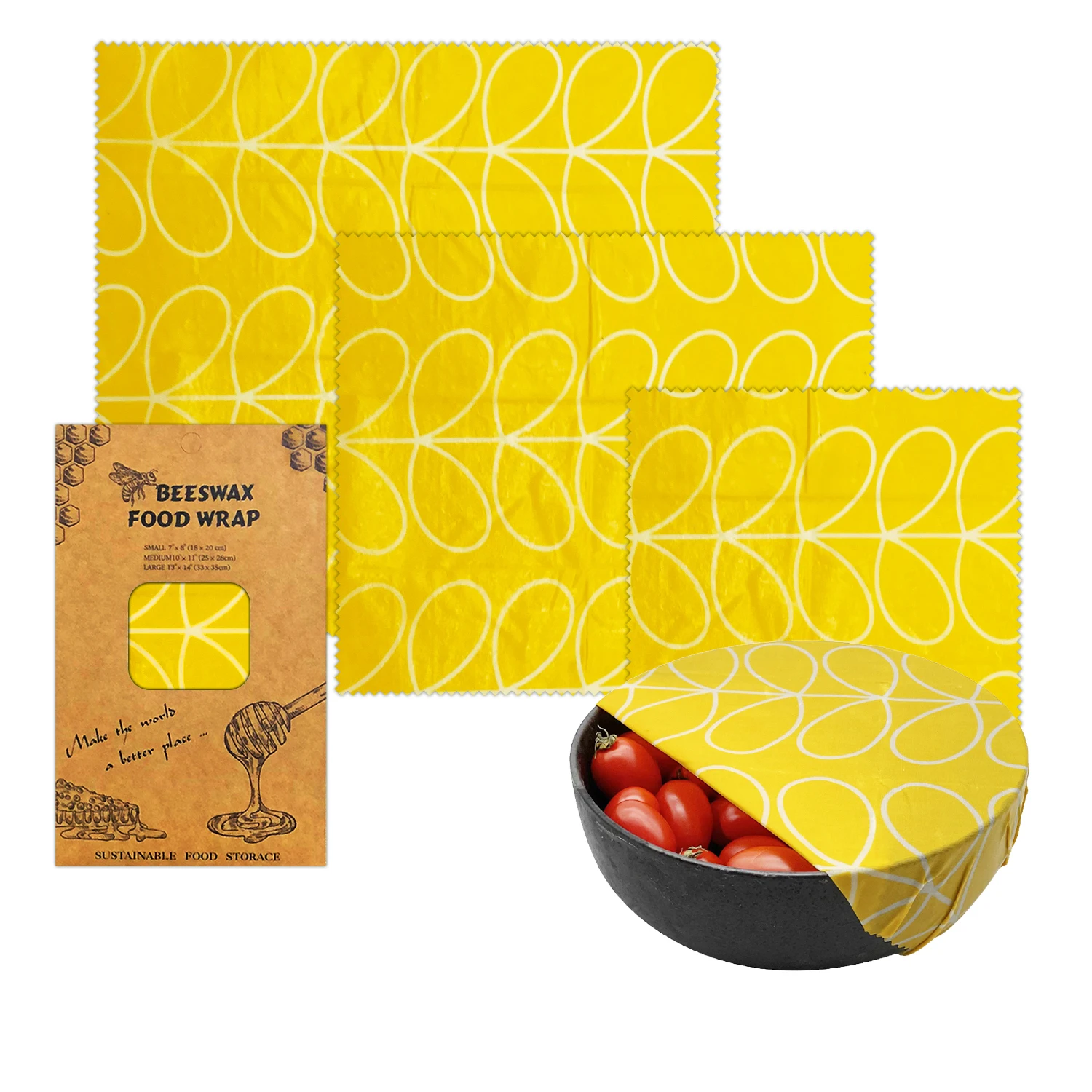 

Natural Sustainable Reusable Bee Wax Wraps Food Cover Beeswax Food Storage Wraps For Containers Bowl Dish