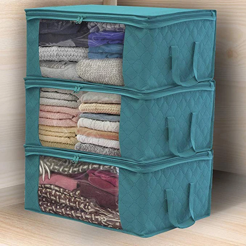 

Latest hot selling pure color stackable large capacity drawstring clothes reusable storage bag, Picture